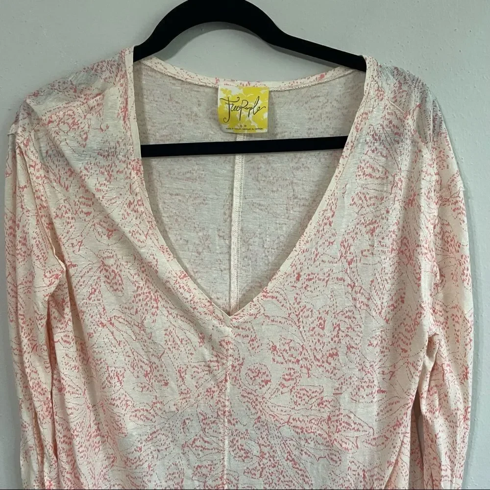 Revolve Free People Sahara Printed Asymmetrical Hem Blouse, Ivory Combo XS